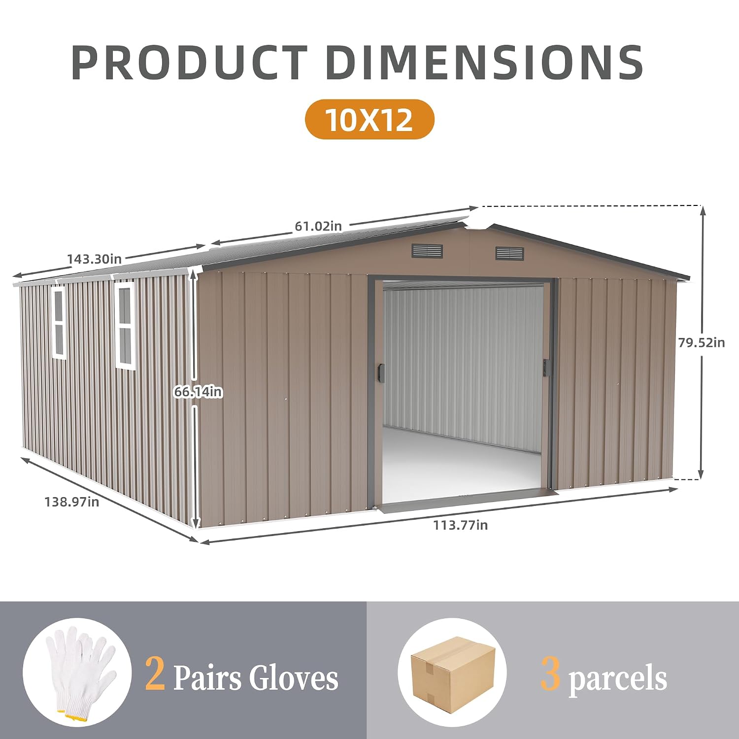10x12 FT Outdoor Storage Shed, - Gardening Tools Set 评论和价格