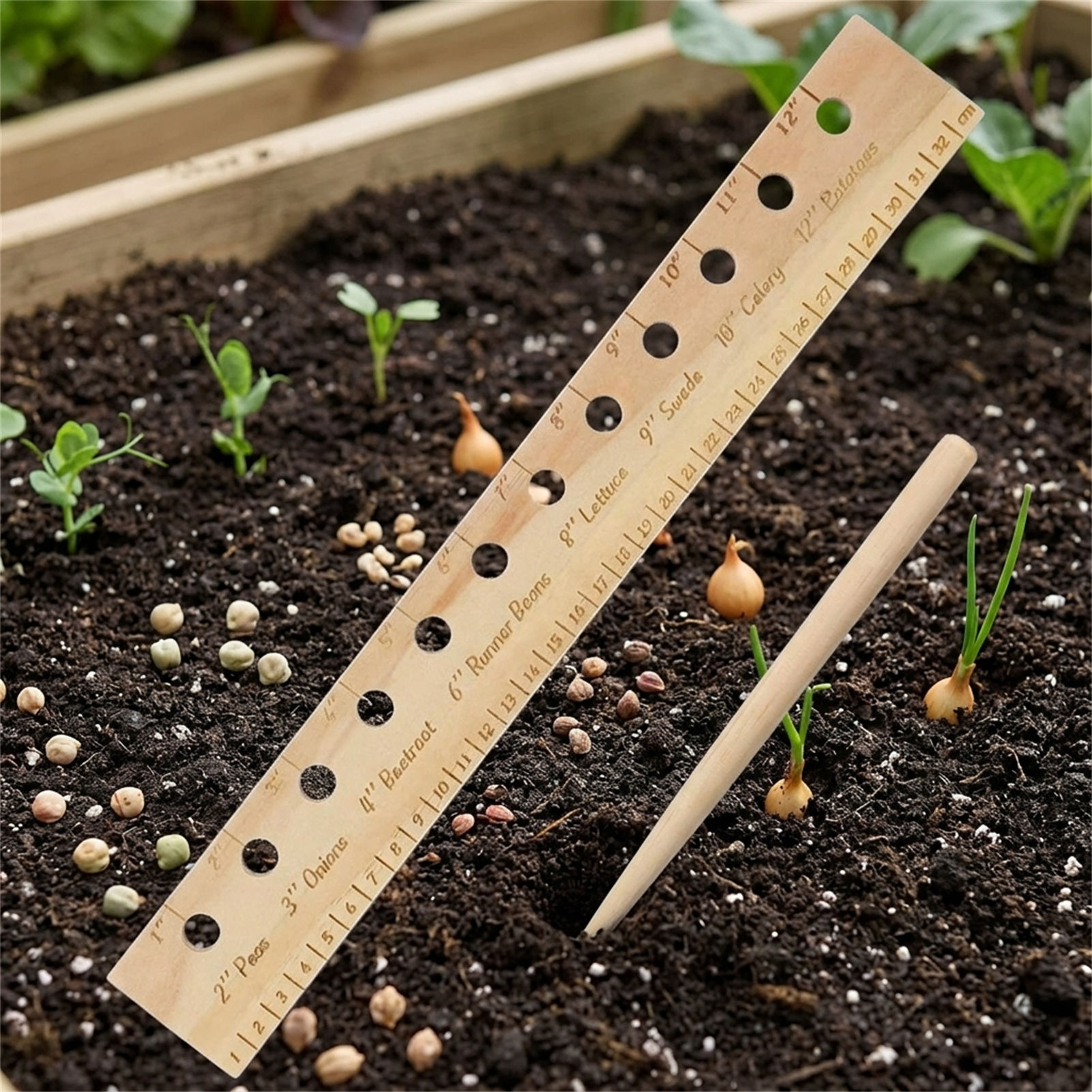 Solid Wood Planting Ruler for  - Gardening Tools For Beginners 评论和价格