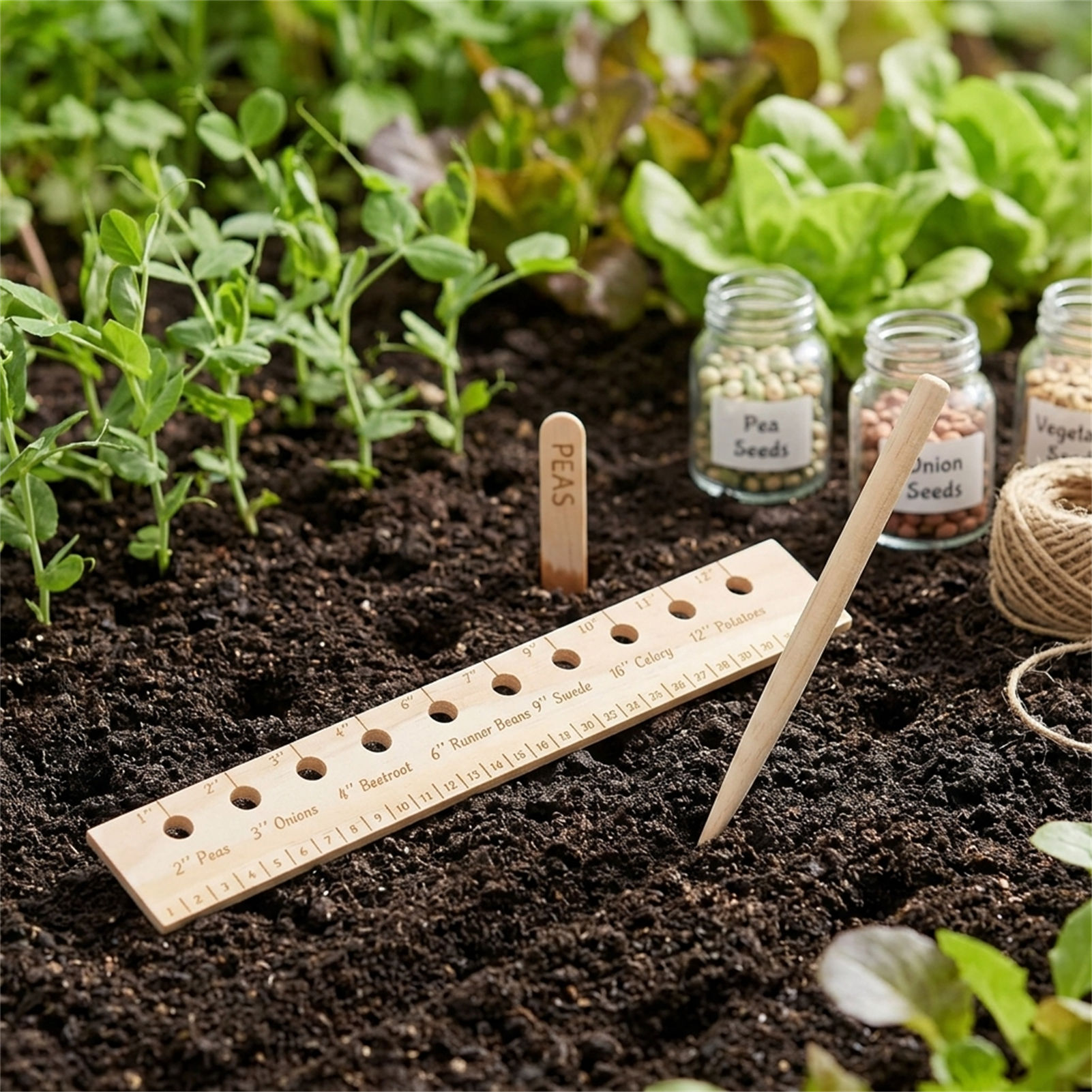 Solid Wood Planting Ruler for  - Gardening Tools For Beginners 评论和价格