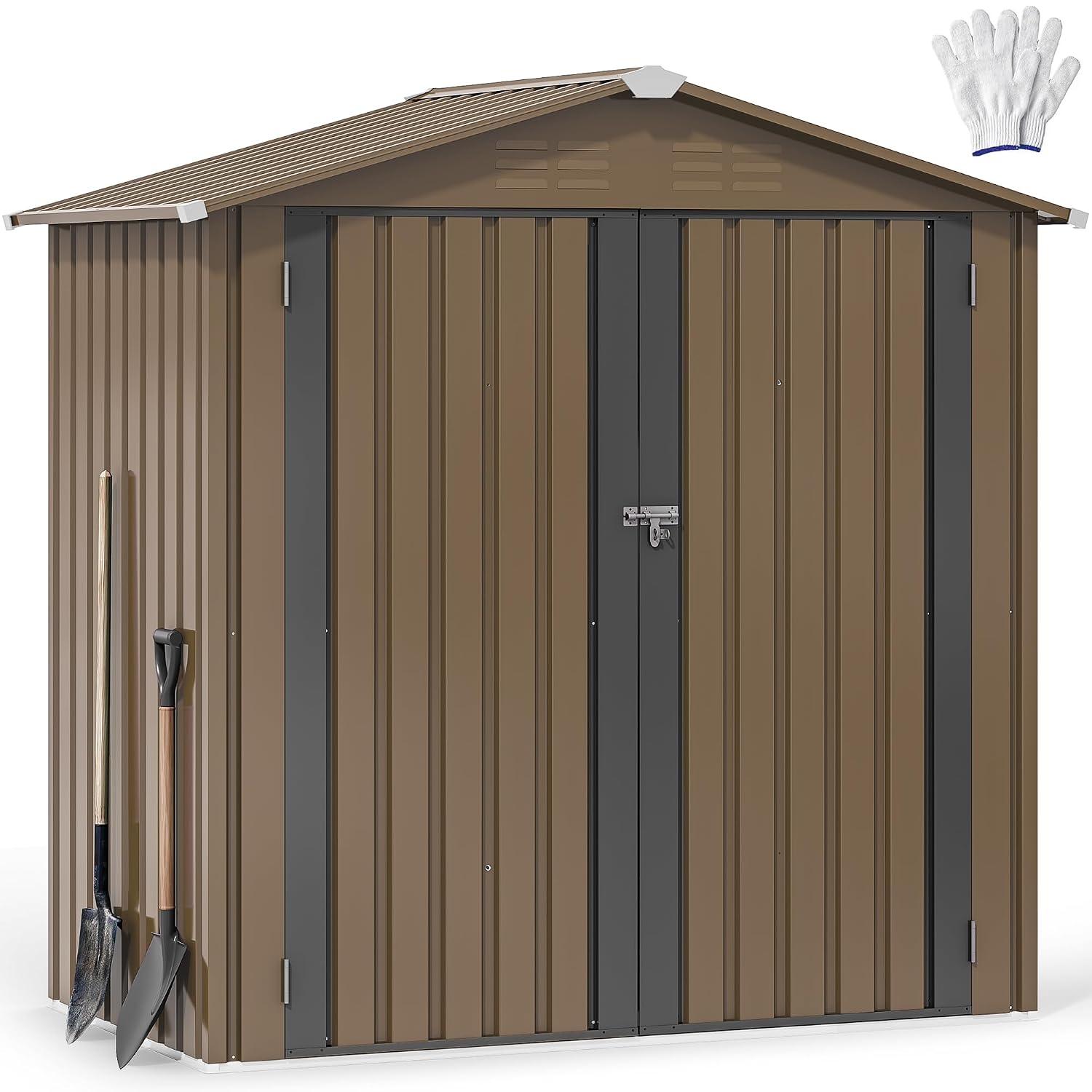 6x4ft Metal Outdoor Storage Sh - Gardening Tools Set 评论和价格