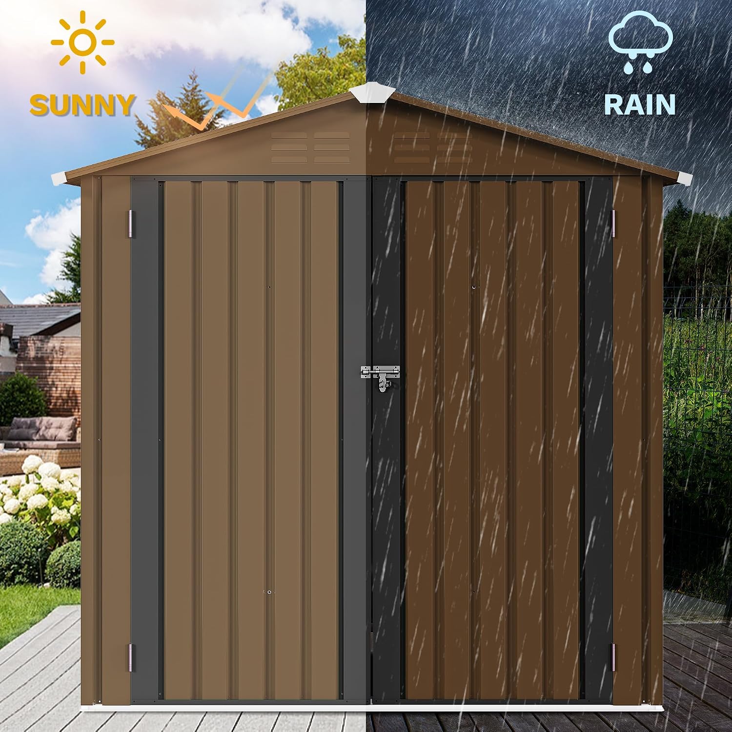 6x4ft Metal Outdoor Storage Sh - Gardening Tools Set 评论和价格